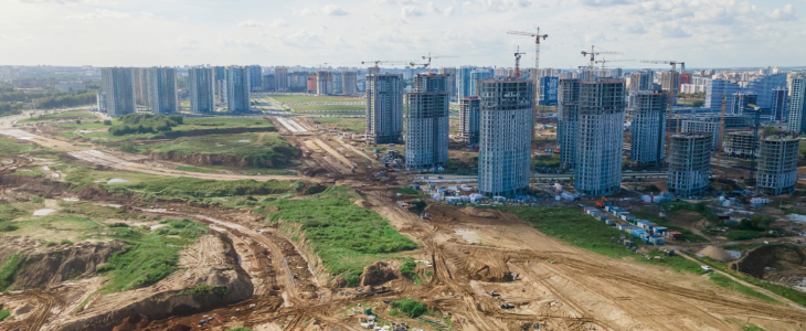 Aerial view of luxury condo construction site